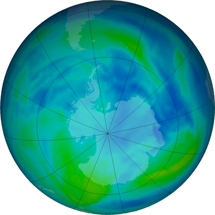 Antarctic ozone map for 10 April 2016